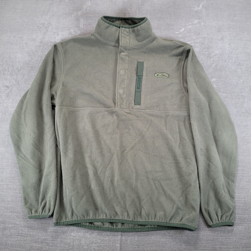 Drake Waterfowl Mens Small Green Fleece Quarter Snap Pullover Magnattach Jacket